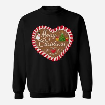 Merry Christmas Gingerbread Heart Family Women Girls Gift Sweatshirt Sweatshirt | Crazezy