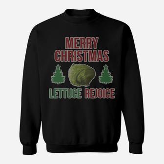 Merry Christmas Lettuce Rejoice Ugly Christmas Funny Vegan Sweatshirt | Crazezy