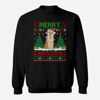Merry Christmas Lighting Ugly Shiba Inu Christmas Sweatshirt Sweatshirt | Crazezy
