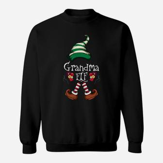 Merry Christmas Matching Pajama Xmas Grandma Elf Sweatshirt Sweatshirt | Crazezy