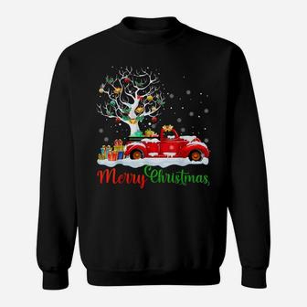 Merry Christmas Red Truck Christmas Tree Lights Snow Sweatshirt | Crazezy AU