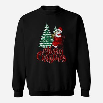 Merry Christmas Santa Claus Playing Saxophone Vintage Sweatshirt | Crazezy