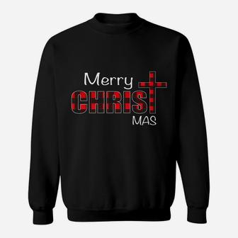 Merry Christmas Shirt Christians Gifts Buffalo Plaid Pajamas Sweatshirt | Crazezy AU