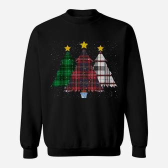 Merry Christmas Trees With Buffalo Plaid Xmas Light Gift Sweatshirt Sweatshirt | Crazezy UK
