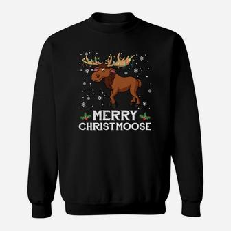 Merry Christmoose Christmas Moose Funny Xmas Sweatshirt Sweatshirt | Crazezy DE