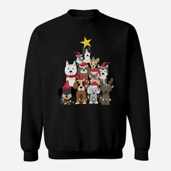 Merry Dogmas Cute Dog Xmas Christmas Tree Sweatshirt Sweatshirt | Crazezy