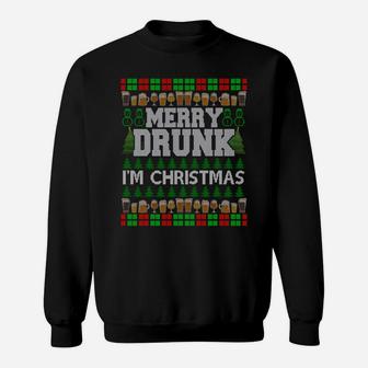 Merry Drunk I'm Christmas Beer Drinking Ugly Xmas Sweatshirt Sweatshirt | Crazezy UK