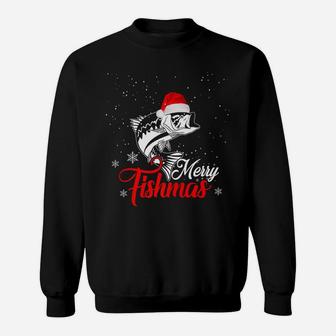 Merry Fishmas Christmas Bass Fish Apparel Sweatshirt | Crazezy AU
