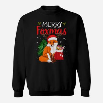 Merry Foxmas Fox Christmas Tree Funny Animal Lovers Xmas Sweatshirt | Crazezy CA