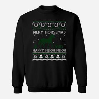 Merry Horsemas Horse Rider Christmas Ugly Xmas Sweater Sweatshirt Sweatshirt | Crazezy UK