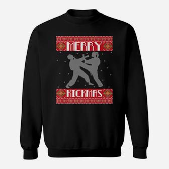 Merry Kickmas Karate Martial Arts Ugly Christmas Sweater Sweatshirt | Crazezy UK