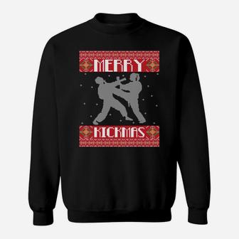 Merry Kickmas Karate Martial Arts Ugly Christmas Sweater Sweatshirt Sweatshirt | Crazezy AU