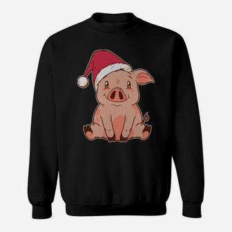 Merry Pigmas Pig With Christmas Santa Hat Funny Pigs Lover Sweatshirt | Crazezy
