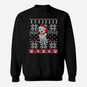 Merry Pitbull Pitmas Pit Bull Ugly Christmas Dog Santa Gift Sweatshirt | Crazezy