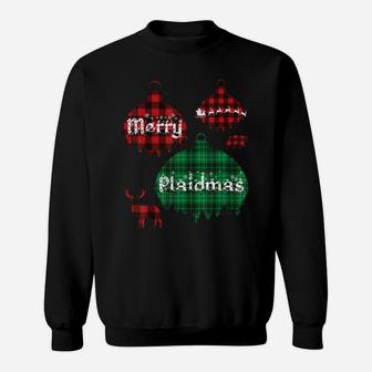 Merry Plaidmas Funny Christmas Plaid Pajamas Gift Sweatshirt | Crazezy