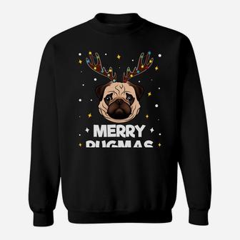 Merry Pugmas Christmas Pug Dog Xmas Funny Puggy Reindeer Sweatshirt Sweatshirt | Crazezy DE