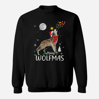Merry Wolfmas Christmas Funny Wolf Shirt Santa Hat Wolves Sweatshirt | Crazezy