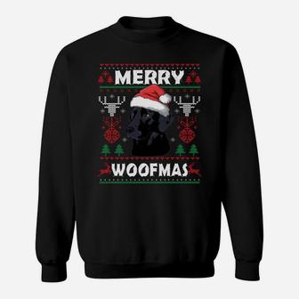 Merry Woofmas Black Lab Christmas Dog Lover Xmas Gift Sweatshirt Sweatshirt | Crazezy UK