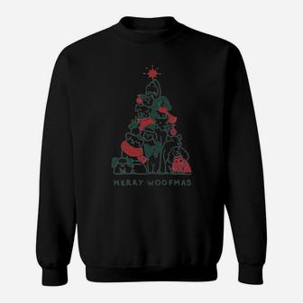 Merry Woofmas Funny Dogs Christmas Tree Xmas Gift Sweatshirt Sweatshirt | Crazezy UK