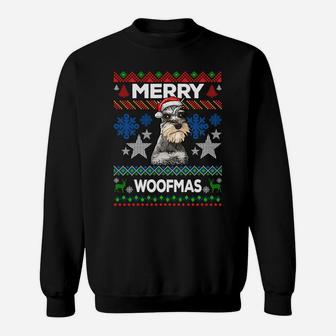 Merry Woofmas Ugly Sweater Christmas Schnauzer Lover Gift Sweatshirt Sweatshirt | Crazezy