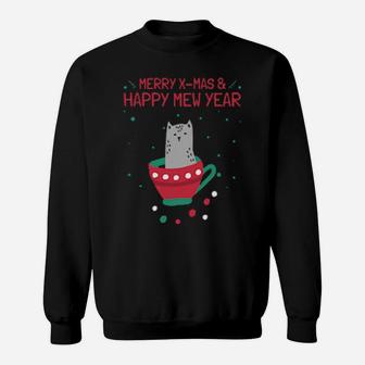 Merry Xmas Happy Cat Year Sweatshirt - Monsterry