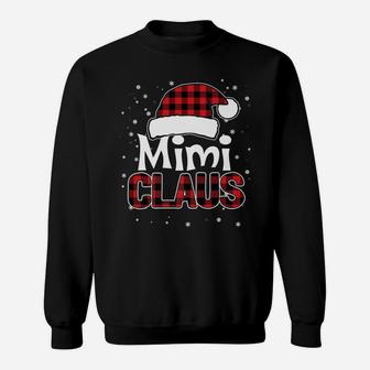 Mimi Claus Christmas Santa Hat Buffalo Plaid Matching Family Sweatshirt | Crazezy AU