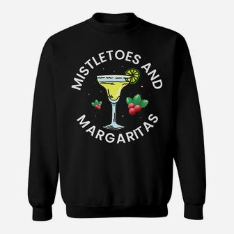 Mistletoes And Margaritas Xmas Gift Women Christmas Drinking Sweatshirt | Crazezy UK