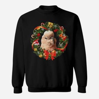 Moluccan Cockatoo Parrot Christmas Wreath Sweatshirt | Crazezy