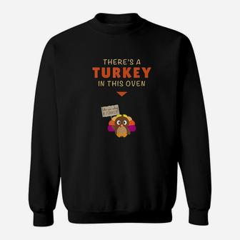 Mom Funny Turkey Thanksgiving Announcement Sweatshirt | Crazezy