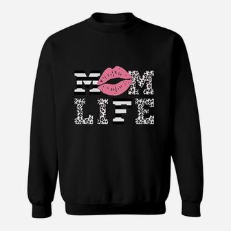 Mom Life Women Leopard Lips Sweatshirt | Crazezy DE