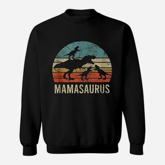 Mommy Mom Mama Dinosaur Funny 3 Three Kids Mamasaurus Gift Sweatshirt | Crazezy UK