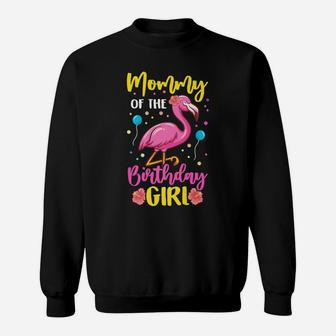 Mommy Of The Birthday Girl Flamingo Party Family Sweatshirt | Crazezy