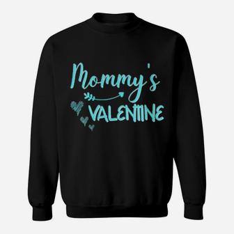 Mommy's Valentine Toddler Valentines Day Boys Mom Sweatshirt - Monsterry