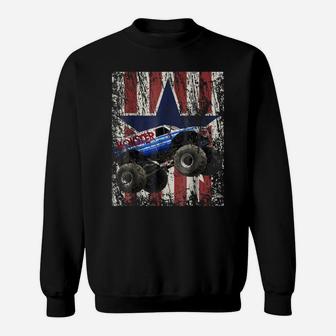 Monster Truck American Flag Extreme Distress Sweatshirt | Crazezy