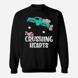 Monster Truck Matching Family Valentines Day Red Sweatshirt - Monsterry