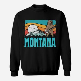 Montana Rocky Mountains Bluegrass Banjo Bear Funny Graphic Sweatshirt | Crazezy CA