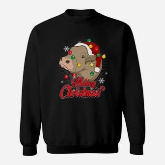 Mooey Christmas Cow Santa Claus Hat Ugly Christmas Sweater Sweatshirt Sweatshirt | Crazezy UK
