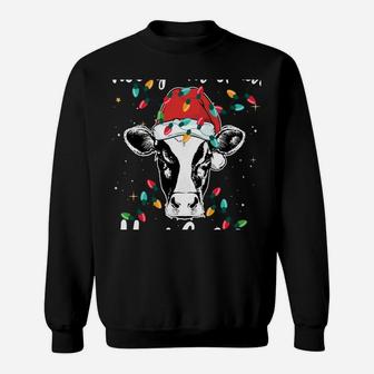Mooey Christmas Heifers Santa Xmas Lights Cow Lovers Sweatshirt | Crazezy UK
