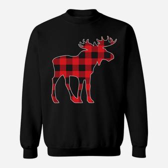 Moose Elk Plaid Buffalo Check Pajama Lumberjack Christmas Sweatshirt | Crazezy DE