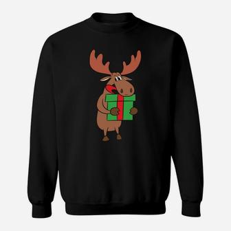 Moose Stop Staring At My Package Christmas Gift Xmas Sweatshirt | Crazezy