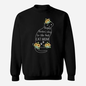 Mother Happy Mother's Day To The Best Cat Mom With Flower Sweatshirt | Crazezy UK