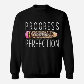 Motivational Progress Over Perfection Back To School Teacher Sweatshirt | Crazezy DE