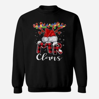 Mr Claus Costume Christmas Pajama Buffalo Plaid Santa Family Sweatshirt | Crazezy