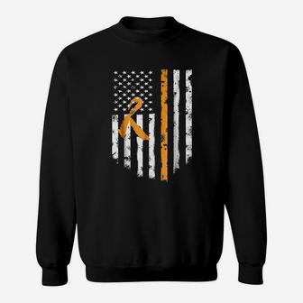 Multiple Sclerosis Awareness Ms Ribbon American Flag Sweatshirt | Crazezy