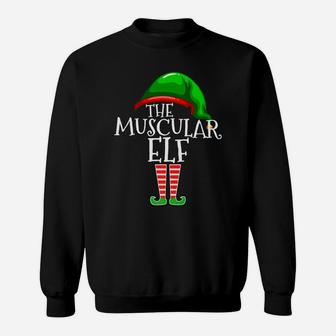 Muscular Elf Group Matching Family Christmas Gifts Workout Sweatshirt | Crazezy