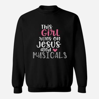 Musical Theater Gifts Teen Girl Runs On Jesus Musicals Sweatshirt - Thegiftio UK