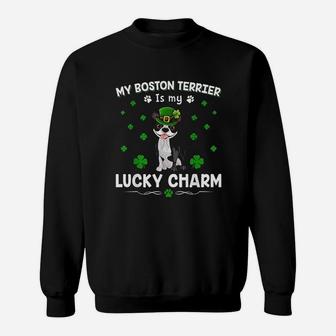 My Boston Terrier Is My Lucky Charm Funny St Patricks Day Sweatshirt | Crazezy