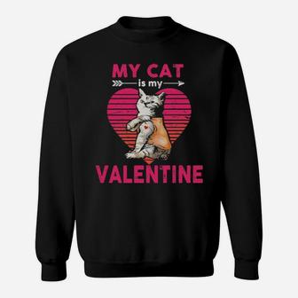 My Cat Is My Valentine Heart Vintage Sweatshirt - Monsterry