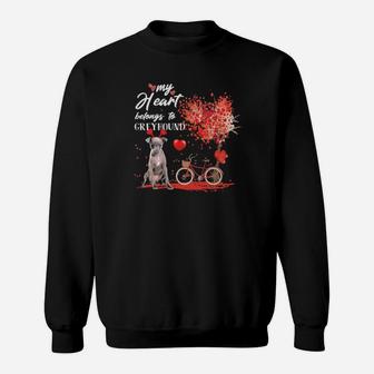 My Heart Belong To Greyhound Valentines Day Sweatshirt - Monsterry