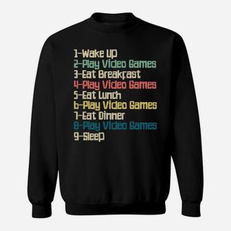 My Perfect Day Video Games, Funny Retro Xmas Gift For Gamer Sweatshirt | Crazezy AU